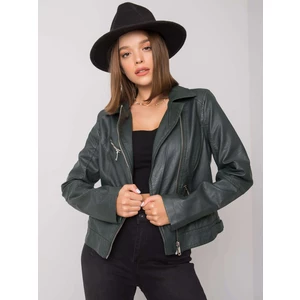 Dark green ecological leather jacket