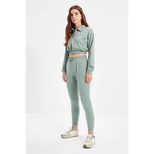 Trendyol Mint Button Detailed Polo Collar Knitted Bottom-Top Set