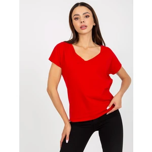 Basic red women's cotton T-shirt