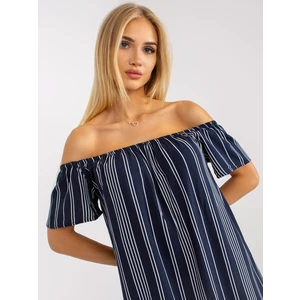 Navy blue viscose Spanish dress with stripes FRESH MADE