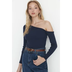 Trendyol Indigo Asymmetrical Knitted Blouse