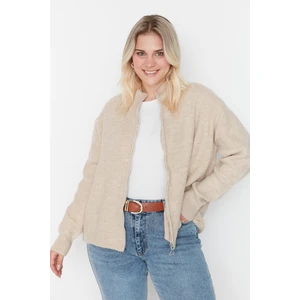 Trendyol Curve Plus Size Cardigan - Beige - Regular fit