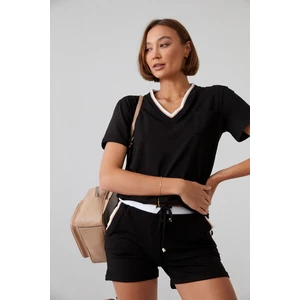 Women's summer set with black shorts