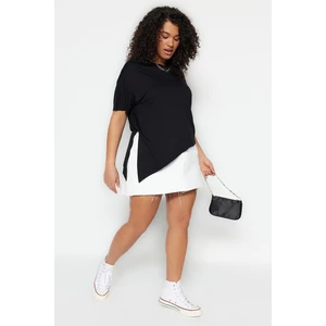 Trendyol Curve Black Knitted Skirt With A Slit Asymmetrical Blouse