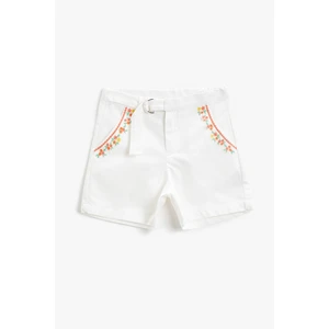 Koton Girl's Ecru Pocket Detailed Shorts Cotton