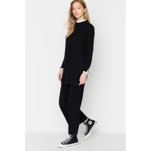 Trendyol Black Pearl and Tulle Detailed Sweater-Pants Knitwear Set