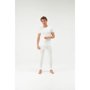 Dagi Ecru Zero Collar Short Sleeve Men's Thermal Underwear Single Top