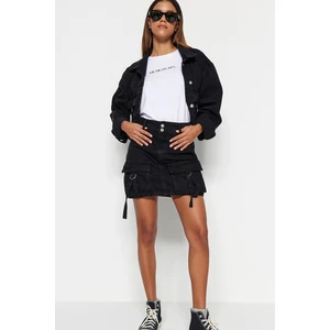 Trendyol Black Cargo Pocket Detailed High Waist Mini Denim Skirt