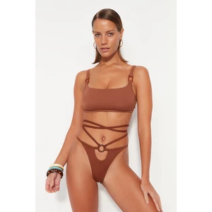 Trendyol Brown Bralette Accessorized Bikini Top