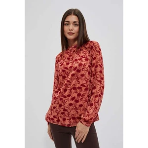 Shirt with floral stand-up collar