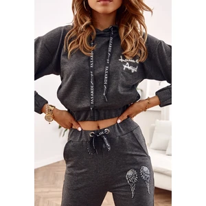 Women's tracksuit with wings dark gray