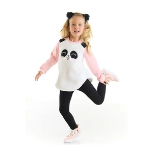 Denokids Plush Panda Girl Child Sweatshirt Leggings Set