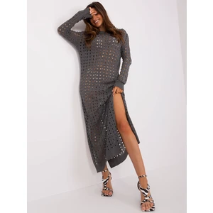 Dark gray knitted dress with long sleeves