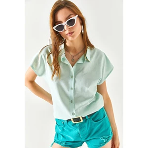 Olalook Women's Aqua Green Viscose Bat Shirt