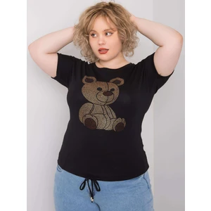 Fekete plus size blúz zsinórral
