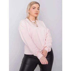 Light pink plain plus size sweatshirt