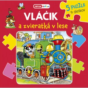 Vláčik a zvieratká v lese -- 5 puzzle 9 dielikov