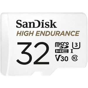 Pamäťová karta SanDisk microSDHC High Endurance Video 32 GB + adaptér (SDSQQNR-032G-GN6IA) karta je ideální pro palubní kamery a domácí monitorovací a