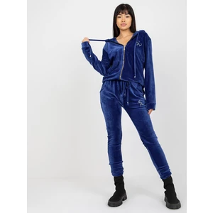 Cobalt blue velour set with Melody sweatshirt