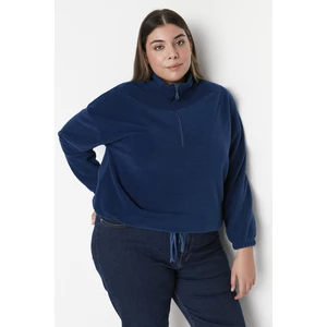 Trendyol Curve Plus Size Sweatshirt - Dark blue - Relaxed fit