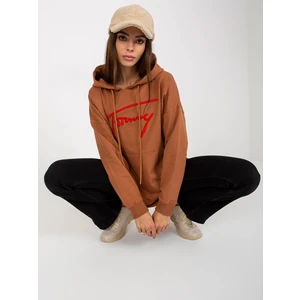 Light brown long patch kangaroo hoodie