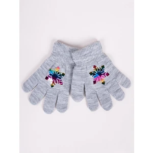 Yoclub Kids's Girls' Five-Finger Gloves With Hologram RED-0068G-AA50-006