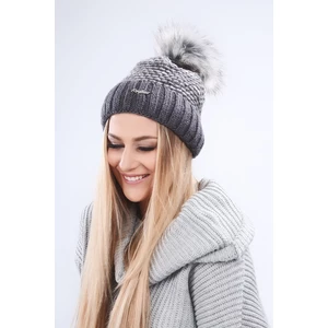 Dark gray winter cap with edging