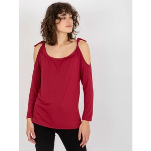 Lady's blouse with exposed shoulders - burgundy