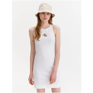 White Women Dress Urban Logo Calvin Klein Jeans - Women