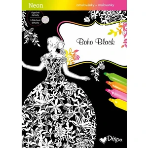 Boho Black Neon -- omalovánky, třpytivé detaily [Papírenské zboží]