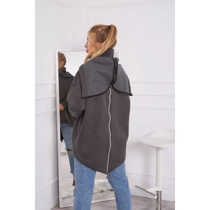 Insulated sweatshirt with zipper at the back graphite