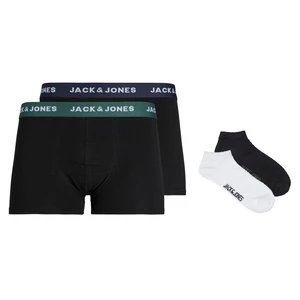 Jack&Jones 2 PACK - sada pánských boxerek a ponožek JACBASIC 12214266 Black Black L