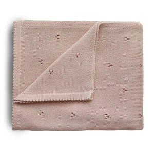 Mushie Knitted Pointelle Baby Blanket pletená deka pro děti Blush 80 x 100cm 1 ks