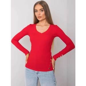 RUE PARIS Women's red blouse with long sleeves