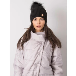 Black hat with pompoms
