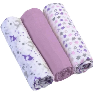 BABYONO Pleny mušelínové - Super soft 3 ks - Fialové