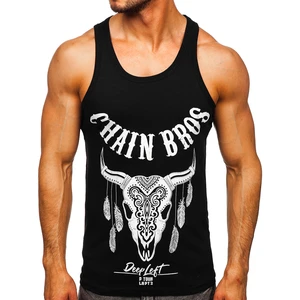 Maiou negru tank top cu imprimeu Bolf 14848