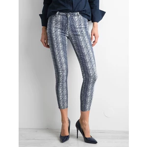 Blue pants with animal patterns