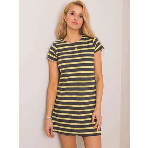 Gray and yellow striped dress