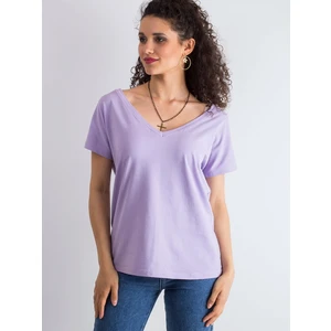 Light purple V-neck cotton t-shirt