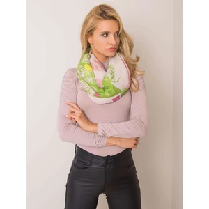 Dark pink and green scarf with a print