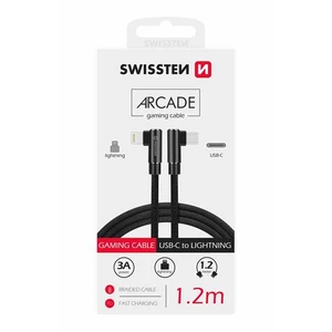 Textilní datový kabel Swissten Arcade USB-C/Lightning 1,2m, černá