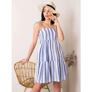 White and blue striped dress