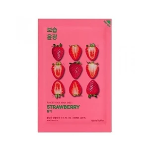 Holika Holika Pure Essence Strawberry rozjasňujúca plátienková maska pre jednotný tón pleti 20 ml