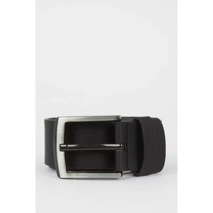 DEFACTO Men's Rectangle Buckle Faux Leather Belt