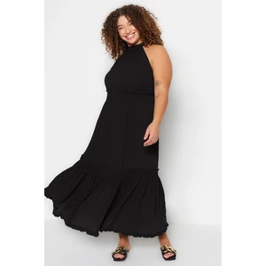 Trendyol Curve Black Halterneck Woven Dress