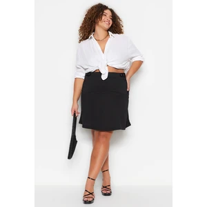 Trendyol Curve Black Knitted Skirt With Button Detailed Ruffles