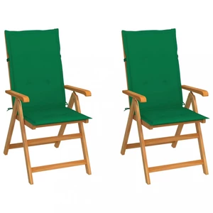 Zahradní židle 2 ks teak / látka Dekorhome Tmavě zelená,Zahradní židle 2 ks teak / látka Dekorhome Tmavě zelená