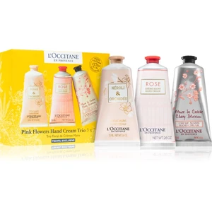 L’Occitane Pink Flowers Hand Cream Trio dárková sada (na ruce)