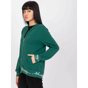 Women's dark green cotton bomber sweatshirt